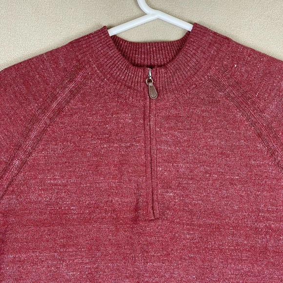 Johnnie-O Mott Mens M‎ Sweater 1/4 Zip Mock Neck Red Embroidered Logo - Picture 2 of 11